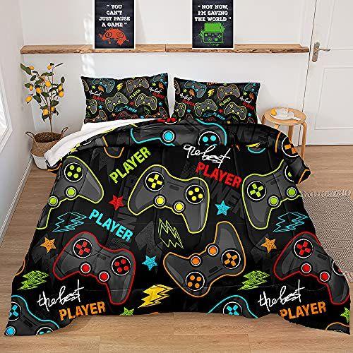 Imagem de Z.Jian HOME Consolador de jogos para meninos adolescentes, jogo Contoller Bedding Set para crianças meninos, para baixo edredom alternativo para toda a temporada, decoração de casa gamer para meninos conjunto de edredom (Comforter-Game25, rainha)