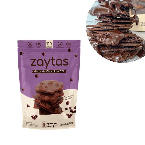 Imagem de Zaytas Gotas De Chocolate 70% - Lascas De Brownie Sem Glúten 80g