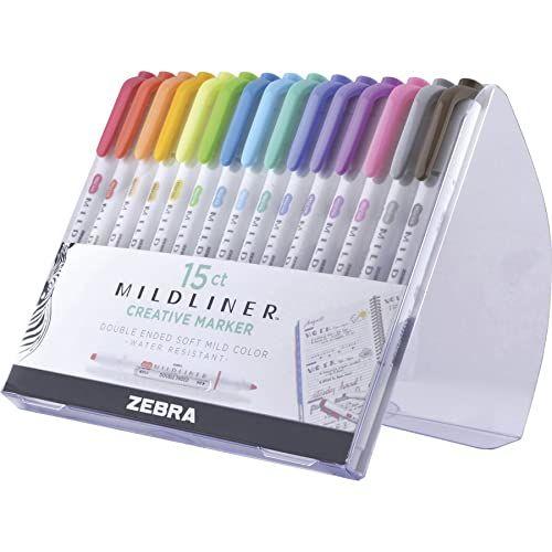 Zebra Pen - Conjunto de Marca-Texto Mildliner com Ponta Dupla - 15 Unidades Imagem de Zebra Pen - Conjunto de Marca-Texto Mildliner com Ponta Dupla - 15 Unidades