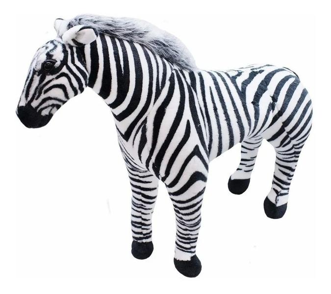 Zebra Realista Em Pé 75cm - Pelúcia - Foffy Imagem de Zebra Realista Em Pé 75cm - Pelúcia