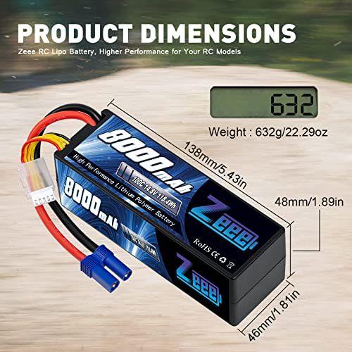 Imagem de Zeee 4S Lipo Bateria 8000mAh 14.8V 100C com EC5 Conector Hard Case RC Bateria para Car Truck Tanque RC Buggy Truggy Racing Hobby (2 Pack)