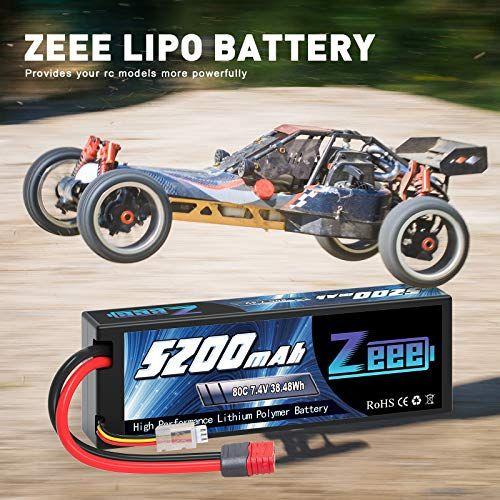 Imagem de Zeee 7.4V 80C 5200mAh 2S RC Lipo Bateria Hard Case Deans Plug with Housing for 1/8 1/10 RC Veículos RC Car RC Truck Truck Tank RC Buggy Truggy RC Avião UAV Drone