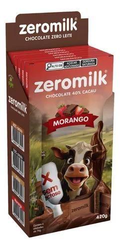 Imagem de Zeromilk Chocolate 40% Cacau Sabor Morango Zero Glúten e Lactose 6 X 70 g Tudo Zero Leite