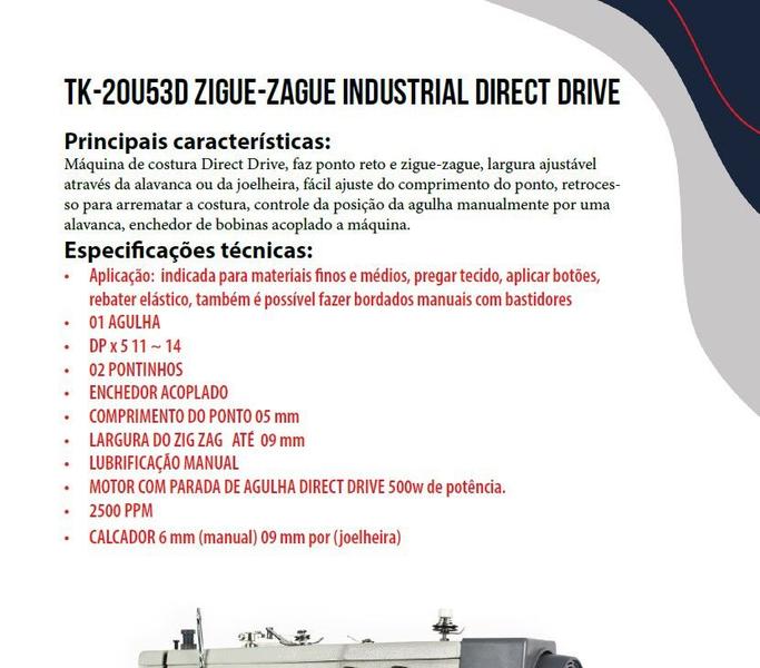 Zig Zag/reta- 2 Pontos -220v-COMPLETA TOP - Máquina de Costura
