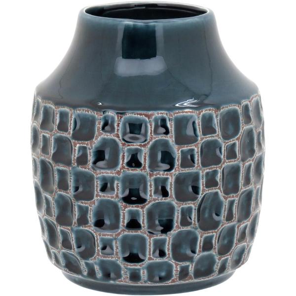 Imagem de ZIMBEU VASO 19x14x14cm CERÂMICA AZUL