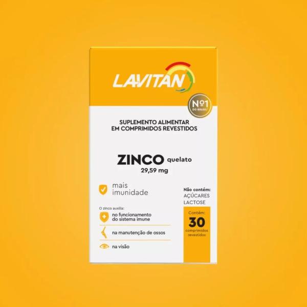 Imagem de Zinco Quelado 29,59mg 30 Comprimidos Lavitan