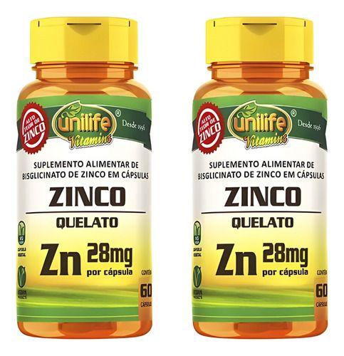 Imagem de Zinco Quelato 28mg 60 Capsulas Unilife Suplemento Alimentar