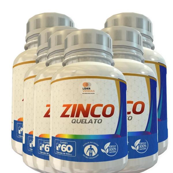 Imagem de Zinco Quelato 500Mg 60 Cápsulas Kit Com 6 Potes