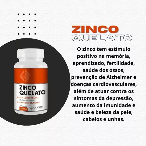 Imagem de ZINCO Quelato 60 cápsulas 600 mg Lucof