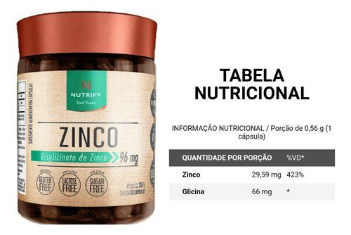 Imagem de Zinco Quelato Bisglicinato Vegano 60 Capsulas Nutrify