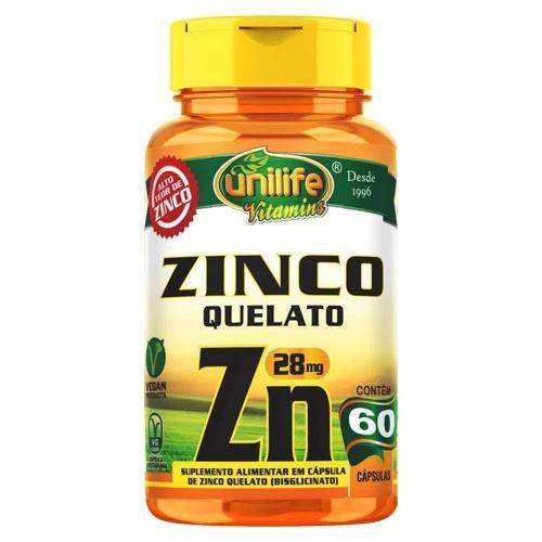 Imagem de Zinco Quelato Zn 60 Cápsulas 28Mg Unilife