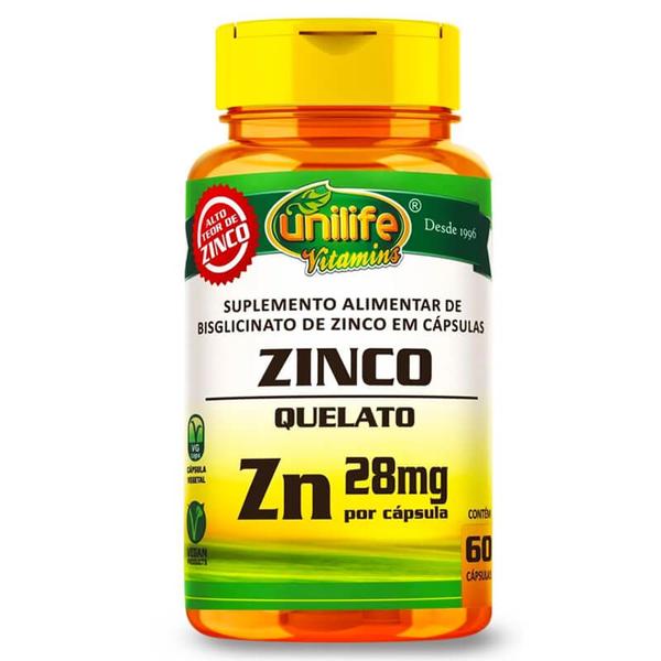 Imagem de ZINCO QUELATO Zn 60 Cápsulas 28mg UNILIFE