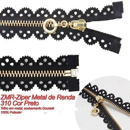 Ziper Metal Rendado 20cm 20 Uni Cursor Branco Preto Nybc Imagem de Ziper Metal Rendado 20cm 20 Uni Cursor Branco Preto Nybc