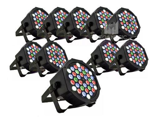 Imagem de zKit 10 Canhao Refletor Par 64 36 Leds Rgbw Slim Dmx Digital