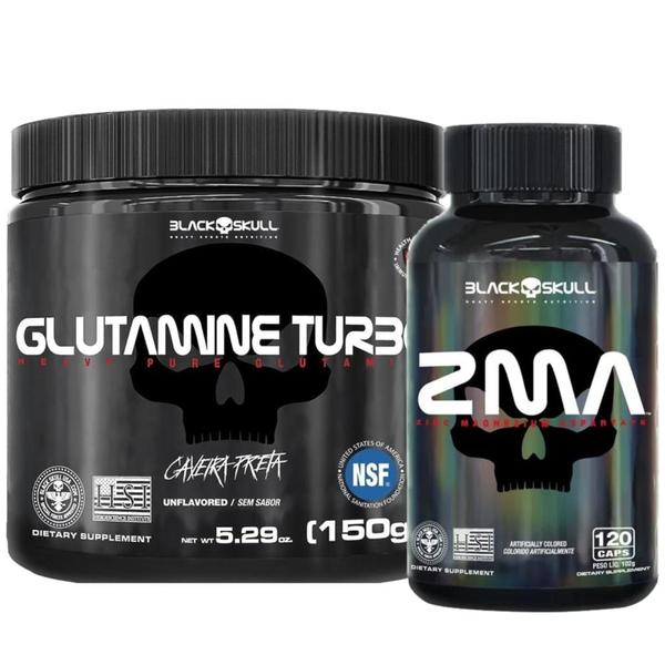 Imagem de Zma 120 Caps + Glutamina Turbo 150g Black Skull