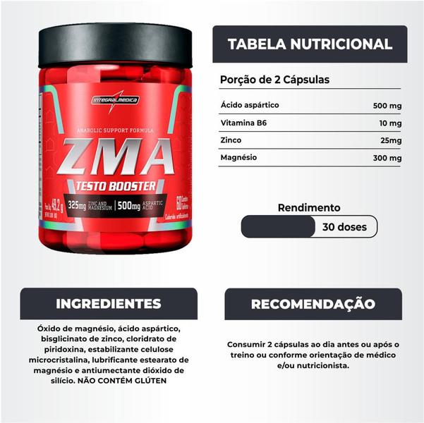 Imagem de Zma Testo Booster 60 Caps Integralmedica Kit 3 Potes