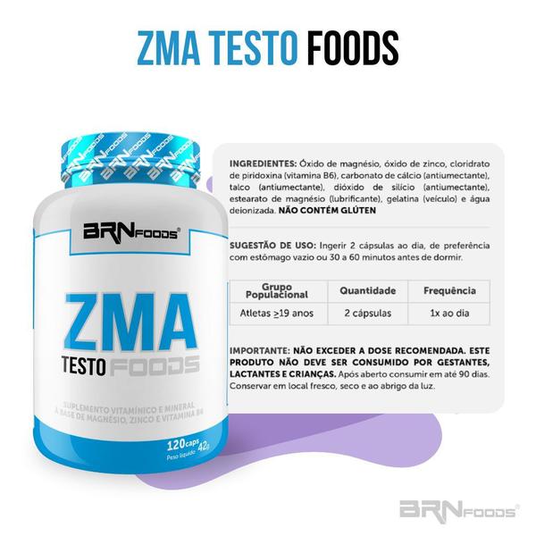 Imagem de ZMA Testo Foods 120 Cáps  BRNFOODS