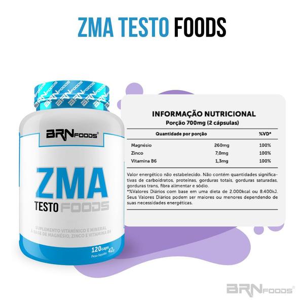 Imagem de ZMA Testo Foods 120 Cáps  BRNFOODS