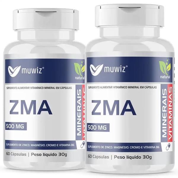 Imagem de Zma Zinco Magnésio Cromo B6 500Mg 60 Cáps Muwiz Kit X2