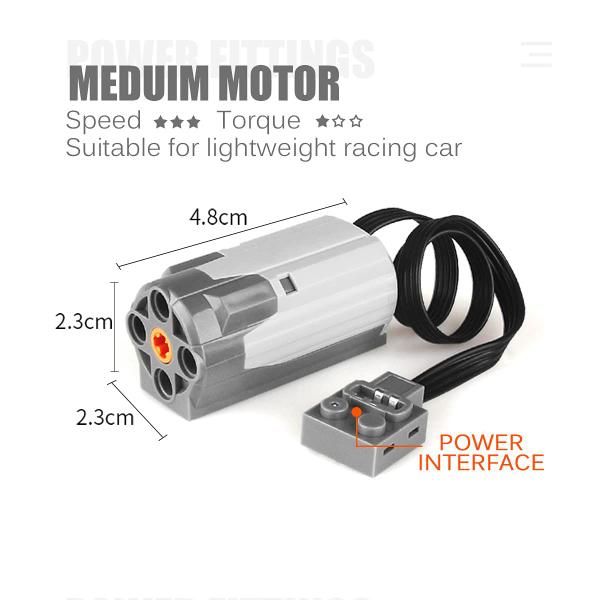 Imagem de ZMBlock Tecnologia Power Function Motor Building Block Programming Educação 1 Motor Médio, 1 Caixa de Bateria, 1 Cabo de Luz, 1 Interruptor de Função de Energia Brinquedos STEM para Crianças Adultos (4 Peças)