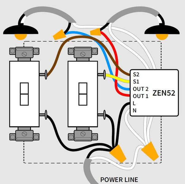 Imagem de Zooz 700 Series Z-Wave Plus Relé Duplo ZEN52  Controle 2 Luzes Individualmente, Repetidor de Sinal  Funciona com SmartThings, Hubitat e Home Assistant (JS)  Z-Wave Hub necessário (vendido separadamente)