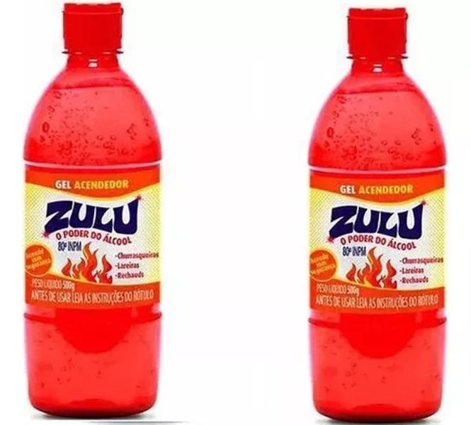 Imagem de Zulu Gel Acendedor 500g Álcool Churrasqueira Carvão Kit 2un