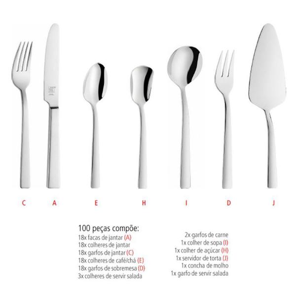 Imagem de Zwilling - Faqueiro Dinner Aço Inox 100 Peças (18 pessoas)