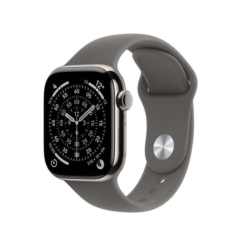 Apple Watch Series 11 GPS + Cellular - Caixa natural de titânio 42 mm - Pulseira esportiva cinza-pedra M/G