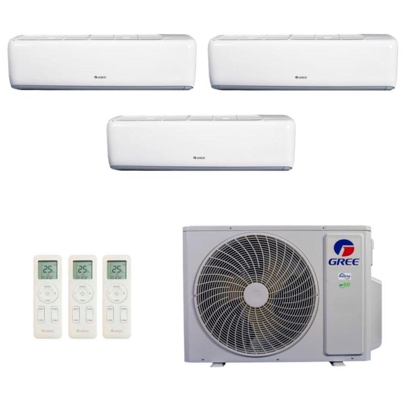 Ar-Condicionado Multi Split Inverter R-32 Gree 24.000 (1x Evap HW 9.000 + 2x Evap HW 12.000) Quente/Frio 220V