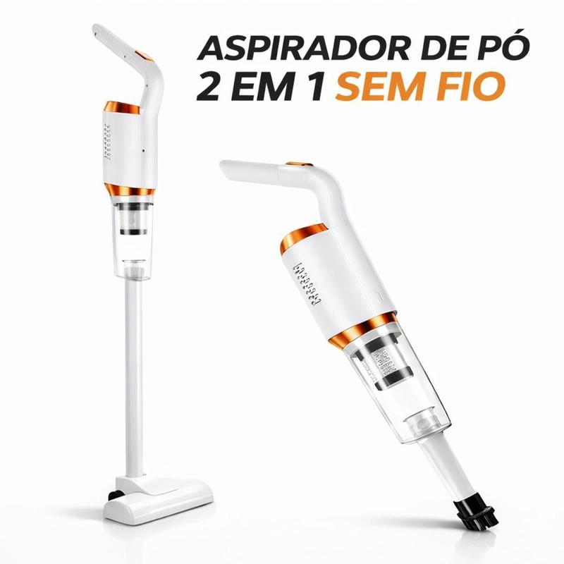 Aspirador Vertical Sem Fio Branco com Cabo USB e Bocal de Precisão