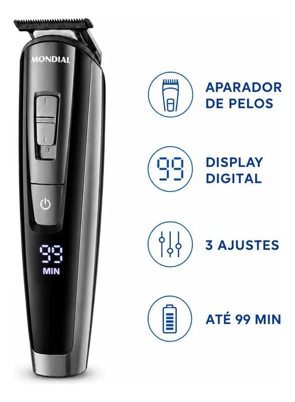 Barbeador E Aparador De Pelos Mondial Super Groom BG09 8 Em 1 Bivolt