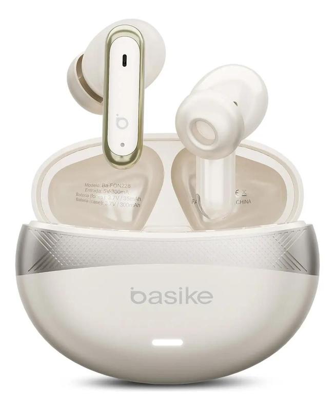 Basike Fone De Ouvido Bluetooth 5.4 Tws Com Anc Modo Gamer Bateria 6h Standby 100h