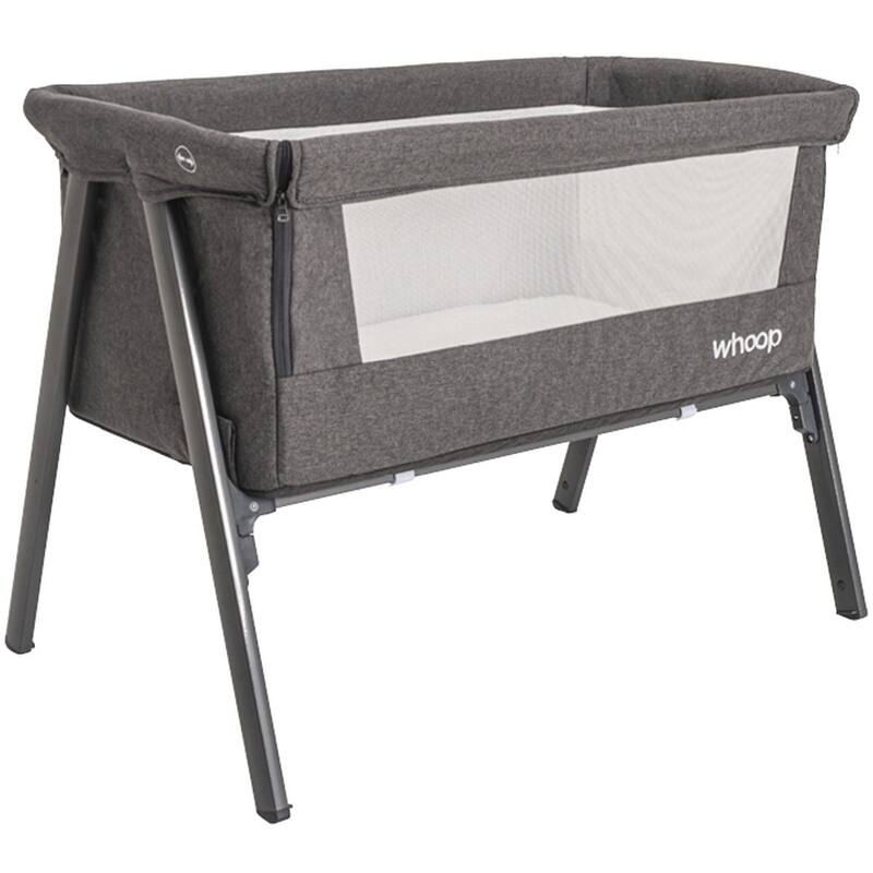 Berço Lado a Lado Cama para Bebê Kiddo Whoop Lazy Desmontável Cinza Grafite com Mosquiteiro e Bolsa Transporte 0 meses a 9kg 8203AMG