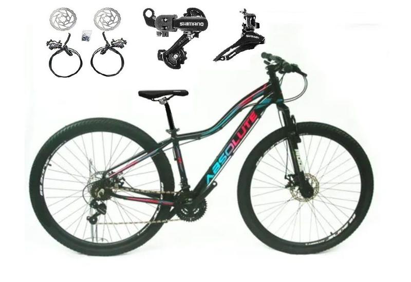 Bicicleta Aro 29 Absolute Hera Feminina 24v Câmbios Shimano Freios Hidráulicos Garfo Suspensão - Azul
