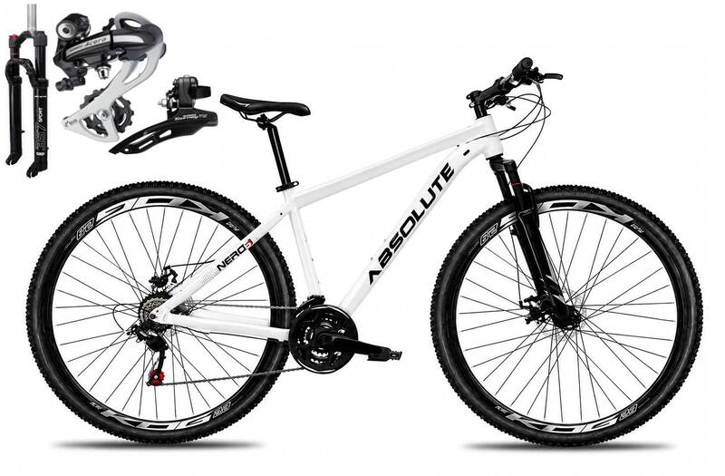 Bicicleta Aro 29 Absolute Nero 6 K7 Câmbio Shimano Acera 24V Garfo com Trava Freio a Disco