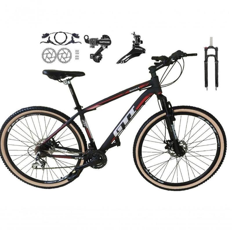 Bicicleta Feminina Aro 29 Ksw Mwza 24v K7 Câmbios Shimano Freio Hidráulico Garfo com Trava Pneu com Faixa Bege - Preto/Pink/Azul
