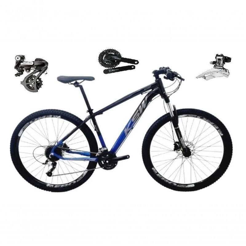 Bicicleta Aro 29 Ksw Xlt Câmbios Shimano 24v Freio a Disco Hidráulico Garfo Com Trava - Azul - Tamanho 17