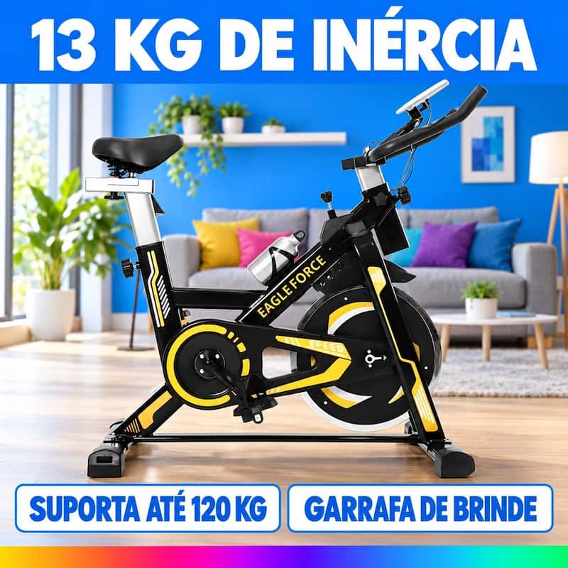 Bicicleta Spinning Fitness Ergométrica Suporta 120kg Bike Com Roda De Inércia13kg para Cardio