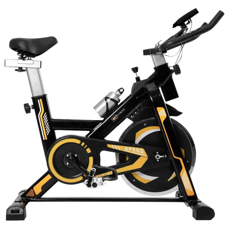 Bicicleta Spinning WCT Fitness 13kg até 150kg Preto e Amarelo