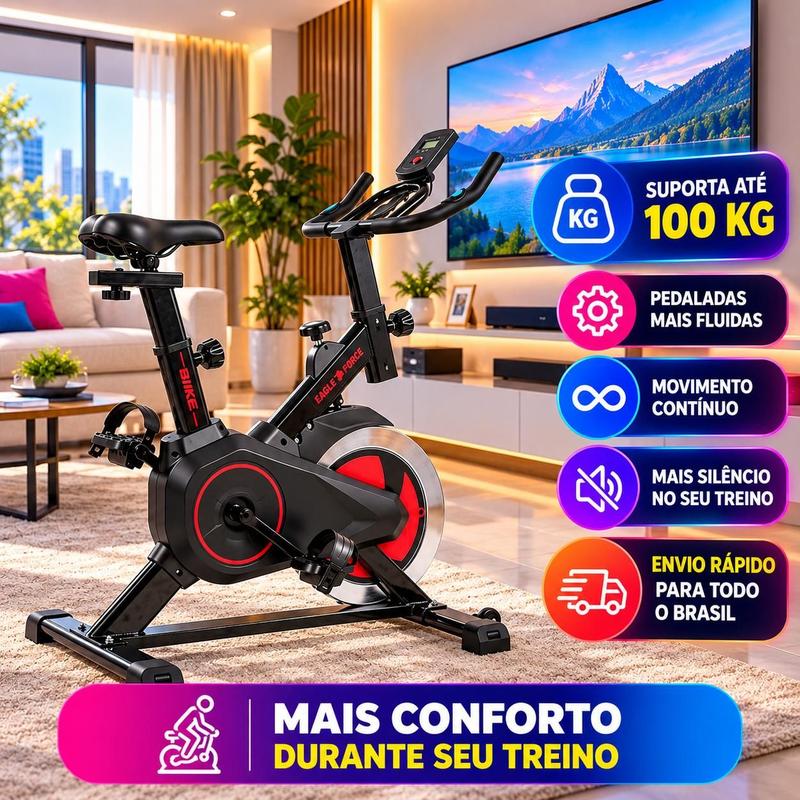 Bike Bicicleta Spinning Ergométrica Para Exercícios Com Monitor Profissional Suporta até 100kg