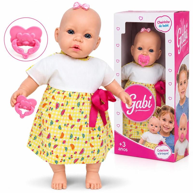 Boneca Bebê Gabi Grande 53cm Articulada com Chupeta