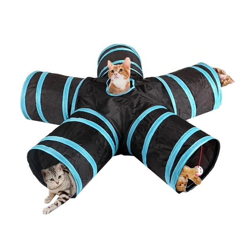 Brinquedo Interativo Divertido Túnel Para Gato Cães Pets Com Dobrável Com Bolsa Labirinto 5 Cinco Saídas