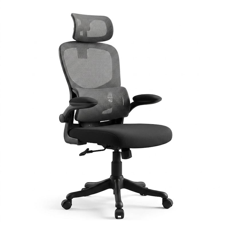 Cadeira De Escritório Confortável Ergonômica Giratória Com Suporte Lombar Estofado De Mesh