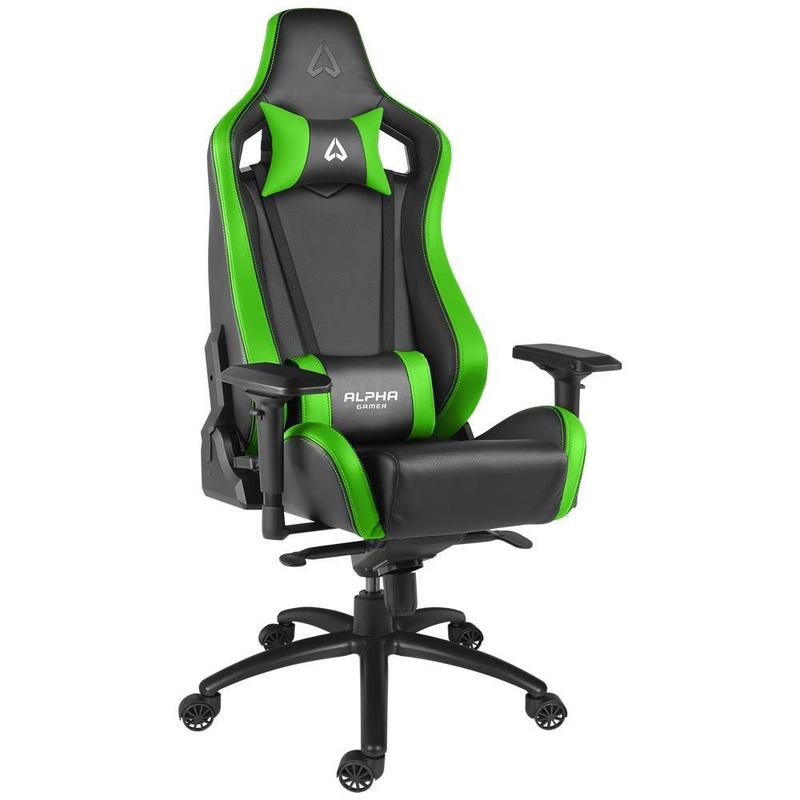 Cadeira Gamer Alpha Gamer Polaris Racing Edition, Até 150kg, Cilindro de Gás 4, Descanso de Braço 4d, Preto e Verde - Agpolarisre-bk-grn