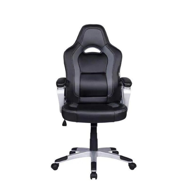 Cadeira Gamer em Couro PU Pelegrin PEL-3007 Preta e Cinza
