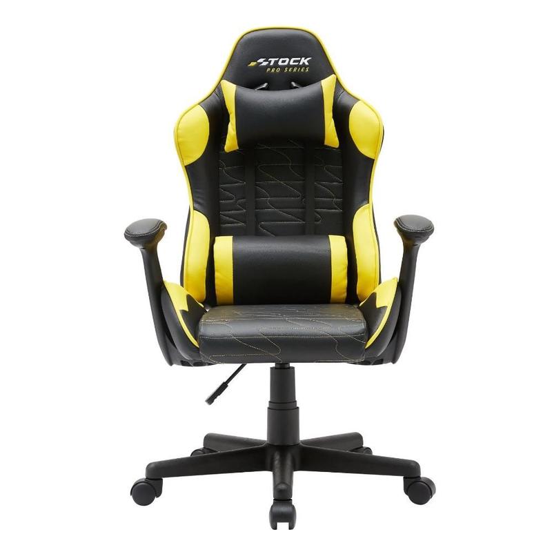 Cadeira Gamer Giratória Infantil Stock Car BlumeOffice Poliuretano (PU) Preto e Amarelo Base Rodízio