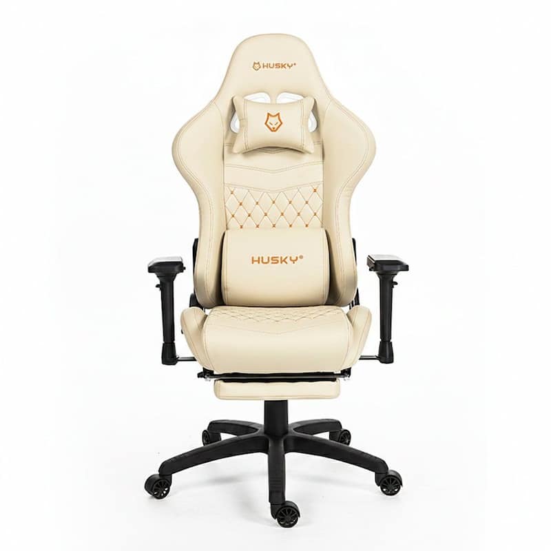 Cadeira Gamer Husky Tempest 4D, Até 145kg, Braços 4D, Almofadas, Reclinável 150º, PU, Descanso para Pés, Branca - HCG700BR4D