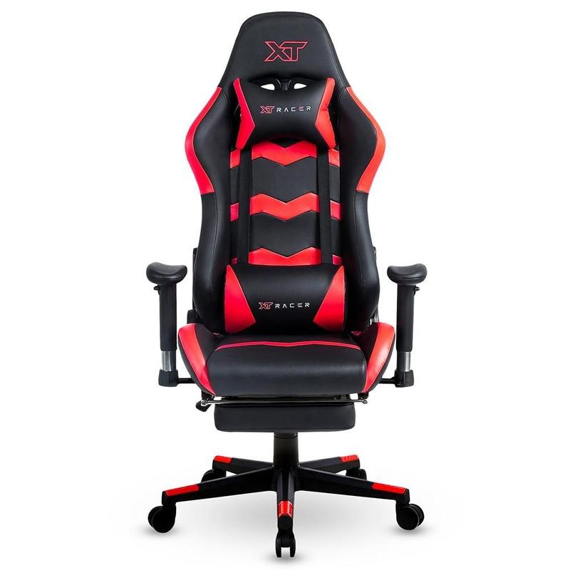 Cadeira Gamer XT Racer Speed Series, Até 120kg, Com Almofadas e Apoio de Pés, Reclinável, Descanso de Braço 2D, Preto e Vermelho - XTS180