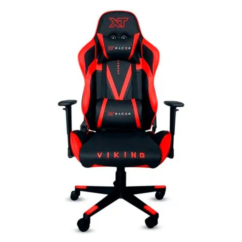 Cadeira Gamer XT Racer Viking Series, Até 120Kg, Reclinável, Com Almofadas, Cilindro de Gás Classe 4, Couro PU, Preta e Vermelha - XTR-013