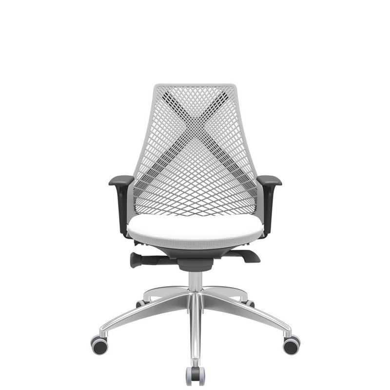 Cadeira Office Bix Tela Cinza Assento Aero Branco Autocompensador Base Alumínio 95cm - 63990